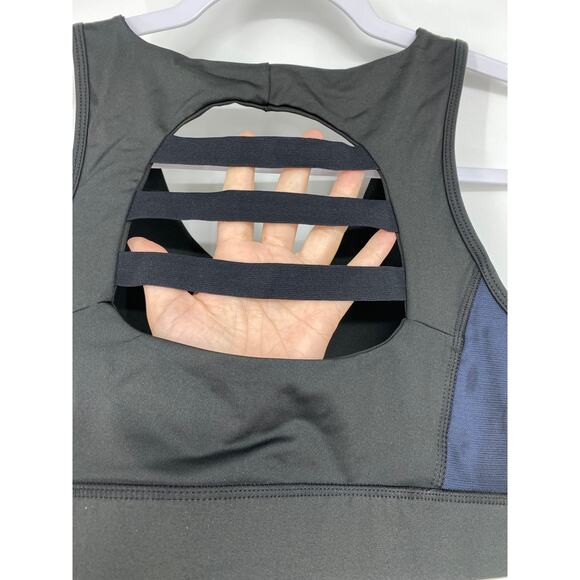 BCBGMAXAZRIA Black Perry Blue Sports Bra NEW Large - Picture 6 of 8